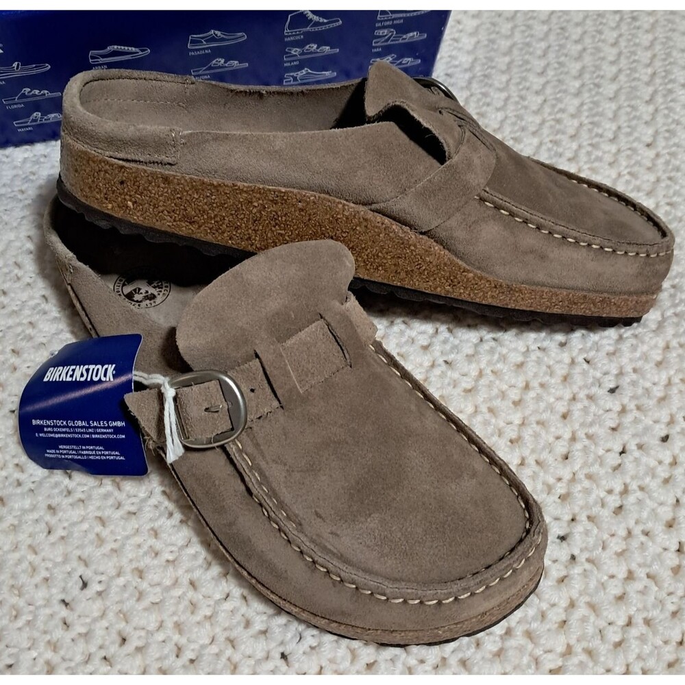 Birkenstock BUCKLEY Suede Clog GRAY TAUPE Narrow EU 40 NEW